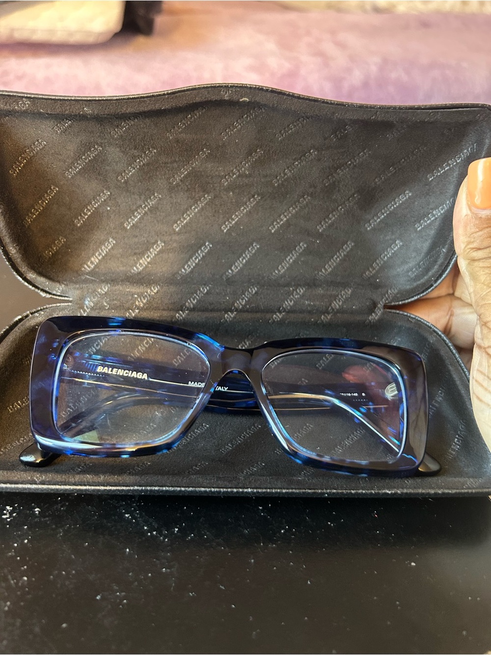 Balenciaga women’s Blue Square Acetate Glasses